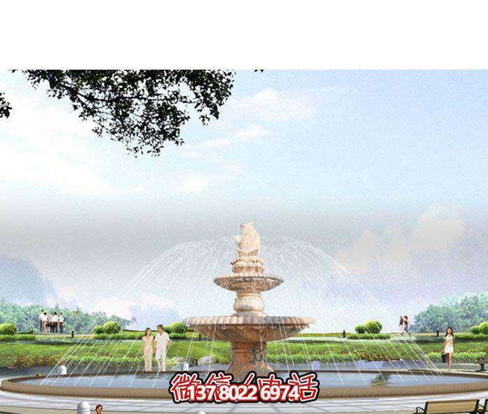 精美漢白玉噴泉，石雕鯉魚(yú)雕塑擺放