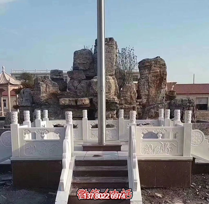 企業(yè)專屬大理石浮雕圍欄升旗臺