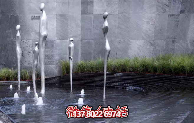 不銹鋼抽象噴泉雕塑，景觀創(chuàng)意裝置