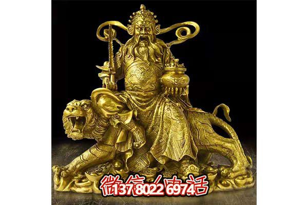 鎏金財神雕塑，招財進寶