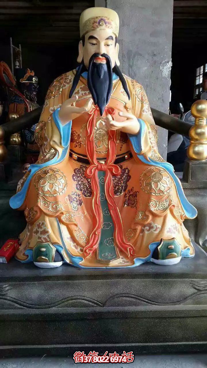 精美供奉財(cái)神雕塑，玻璃鋼彩繪絢麗奪目