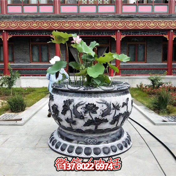 庭院小區(qū)仿古做舊青石園林?jǐn)[件魚(yú)缸雕塑